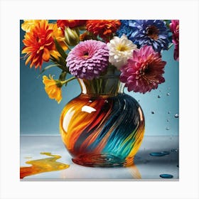 Colorful Flowers In A Vase 17 Canvas Print