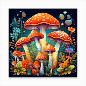 Mushrooms In The Forest 28 Canvas Print