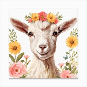 Floral Baby Goat Nursery Illustration (30) Canvas Print