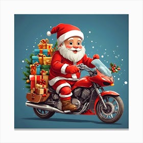 Santa Claus On A Motorcycle 2 Canvas Print