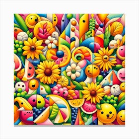 Colorful Smiley Faces Canvas Print