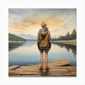 Girl On A Dock Canvas Print
