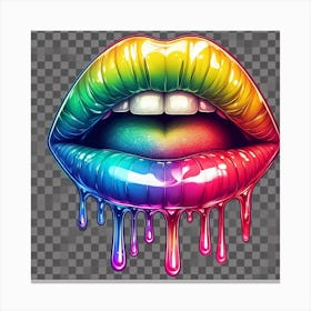 Rainbow Lips On Transparent Background Canvas Print