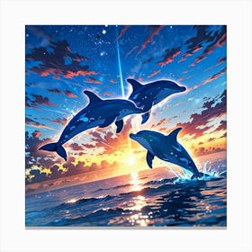 Dolphins In The Ocean 2 Canvas Print