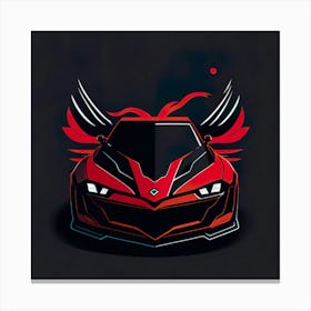 Car Red Artwork Of Graphic Design Flat (145) Canvas Print