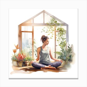 Watercolor Yoga 3 Canvas Print