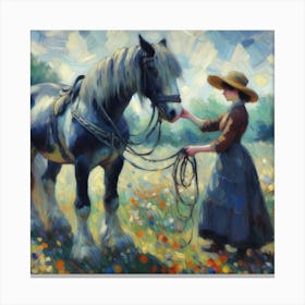 Woman And A Horse 5 Canvas Print