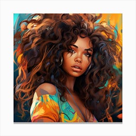 Portrait Of A Girl With Curly Hair Canvas Print