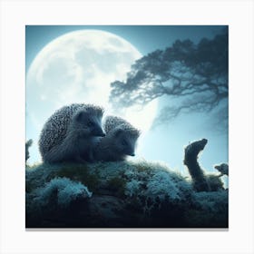 Hedgehogs At Night 2 Canvas Print