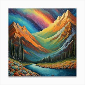 Sunrise wall art Summit: Ethereal Mountain Majesty Meets Starry Dreamscape Canvas Print