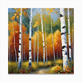 Birch Trees In Autumn 2 Canvas Print