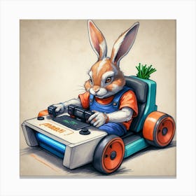 Rabbit In A Kart Canvas Print