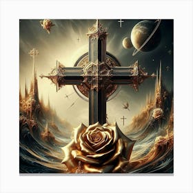 Cross Of Roses 1 Canvas Print