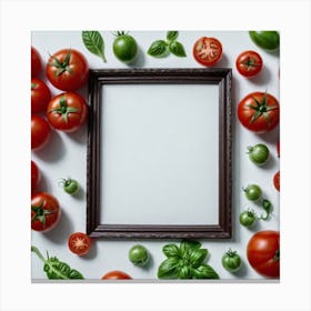 Blank Frame With Tomatoes 1 Canvas Print