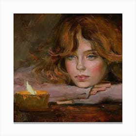 Girl With A Candle Canvas Print
