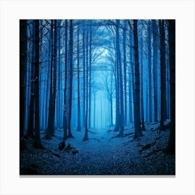 Firefly Midnight Blue Forest Deepens Blue Tones For A Dark, Mysterious Atmosphere 1 Canvas Print