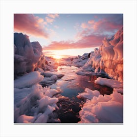 Icebergs At Sunset Canvas Print