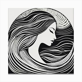 A Linocut inspired woman art, 139 Canvas Print