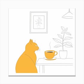 Cat Coffee Plant Canvas Print