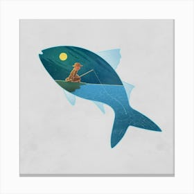 Fishing At Night Canvas Print