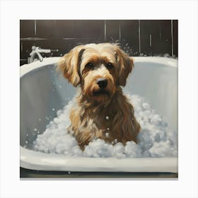 Dog In Bath Canvas Print
