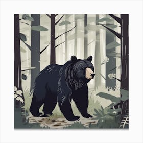 Black Bear In The Forest Canvas Print