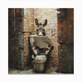 Donkey Reading Newspaper in the loo Canvas Print