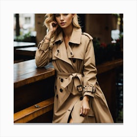 Woman In Trench Coat Canvas Print