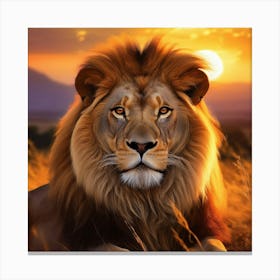 Lion At Sunset Canvas Print