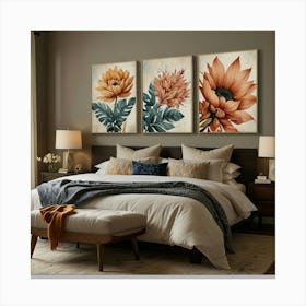 Three Floral Paintings Canvas Print