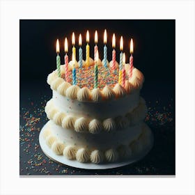 Birthday Cake With Candles 4 Canvas Print