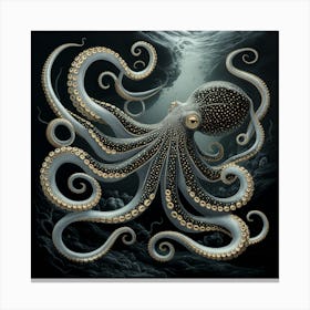 Mystic Depths Octopus In Black & Gold (4) Canvas Print