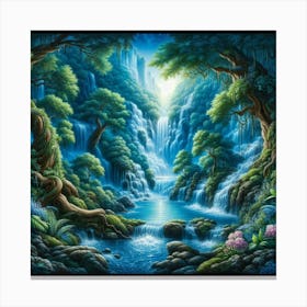 Waterfall In The Forest 67 Canvas Print
