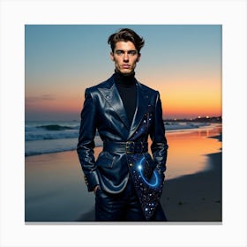 Man In A Suit On The Beach Canvas Print