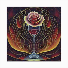 A rose in a glass of water among wavy threads 5 Canvas Print