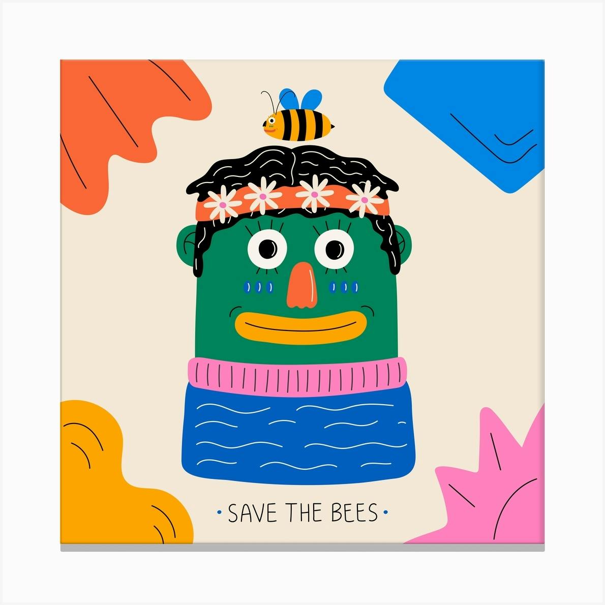 Maddie　Save　The　by　Canvas　Bees　Square　Print　Stay　Mad　Fy