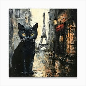 Black Cat In Paris 11 Canvas Print