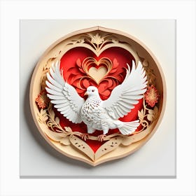 Dove In A Heart 2 Canvas Print