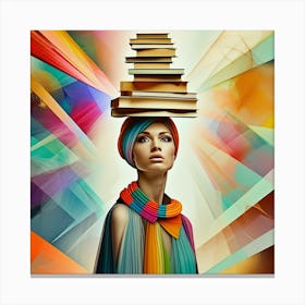 Surreal Book Balance in Flowing Garments Canvas Print