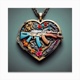 Ak-47 Heart Locket Canvas Print