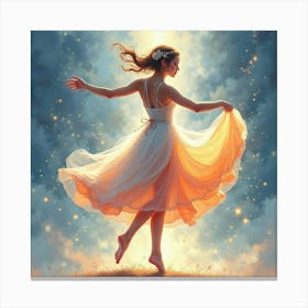 Watercolor Dancer With Magical Sparkling Mist 1 Canvas Print