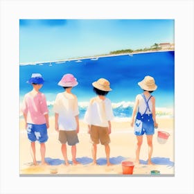 Children At The Beach Canvas Print