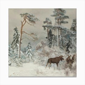 Moose In The Snow Canvas Print