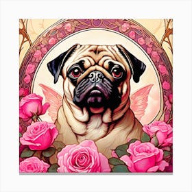 Pink Pug Angel Canvas Print