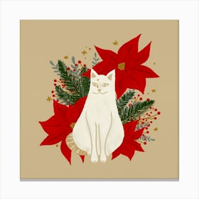 White Cat Christmas Classic Canvas Print