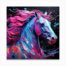 Blue & Pink Acrylic Horse 2 Canvas Print