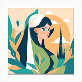 Arabic Girl With Tower Canvas Print