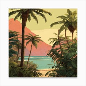 Tropical Landscape With Palm Trees Canvas Print