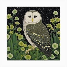 Ohara Koson Inspired Bird Painting Barn Owl 1 Square Canvas Print