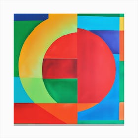 Modern Vibrant Abstract Geometric Painting, Colorful Art, Vintage Vibe Canvas Print